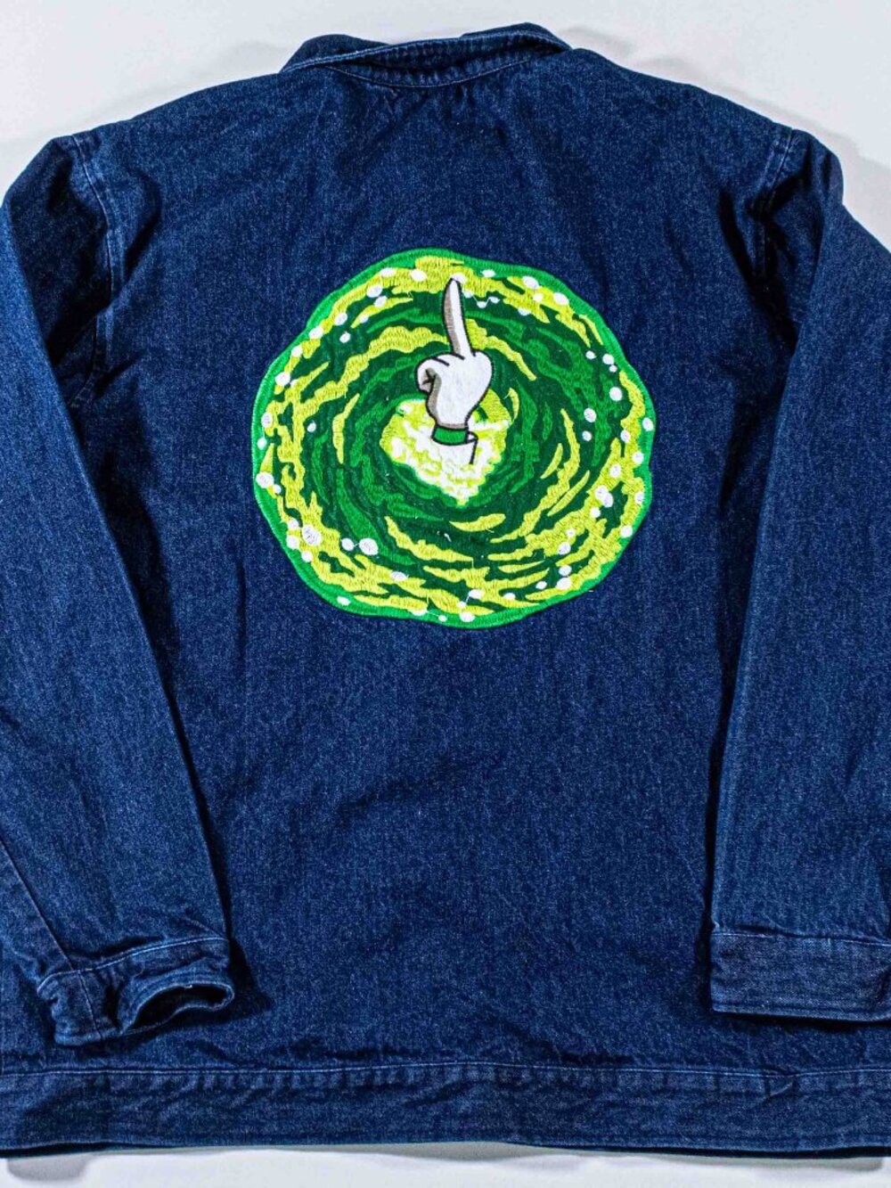 Rick And Morty Watch Me Go Denim Jacket 2XL Embroidered 2018 Adult Swim Rare